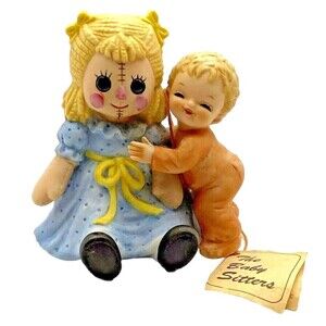 Vintage George Good Porcelain The Baby Sitters Rag Doll & Baby Figurine Josef